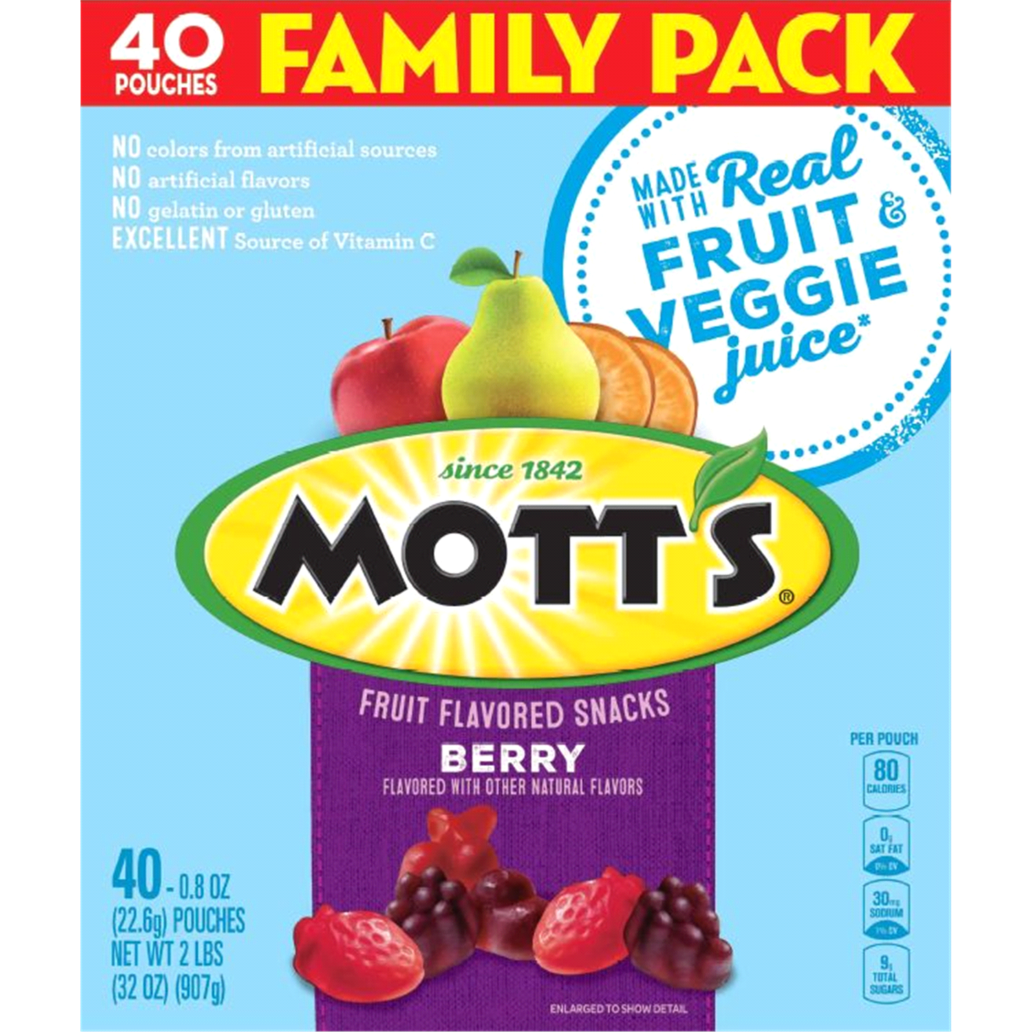 slide 1 of 2, Mott's Fruit Flavored Snacks, Halloween Treats, Berry, Gluten Free Snack, Family Pack, 40 Ct, 32 oz, 40 ct