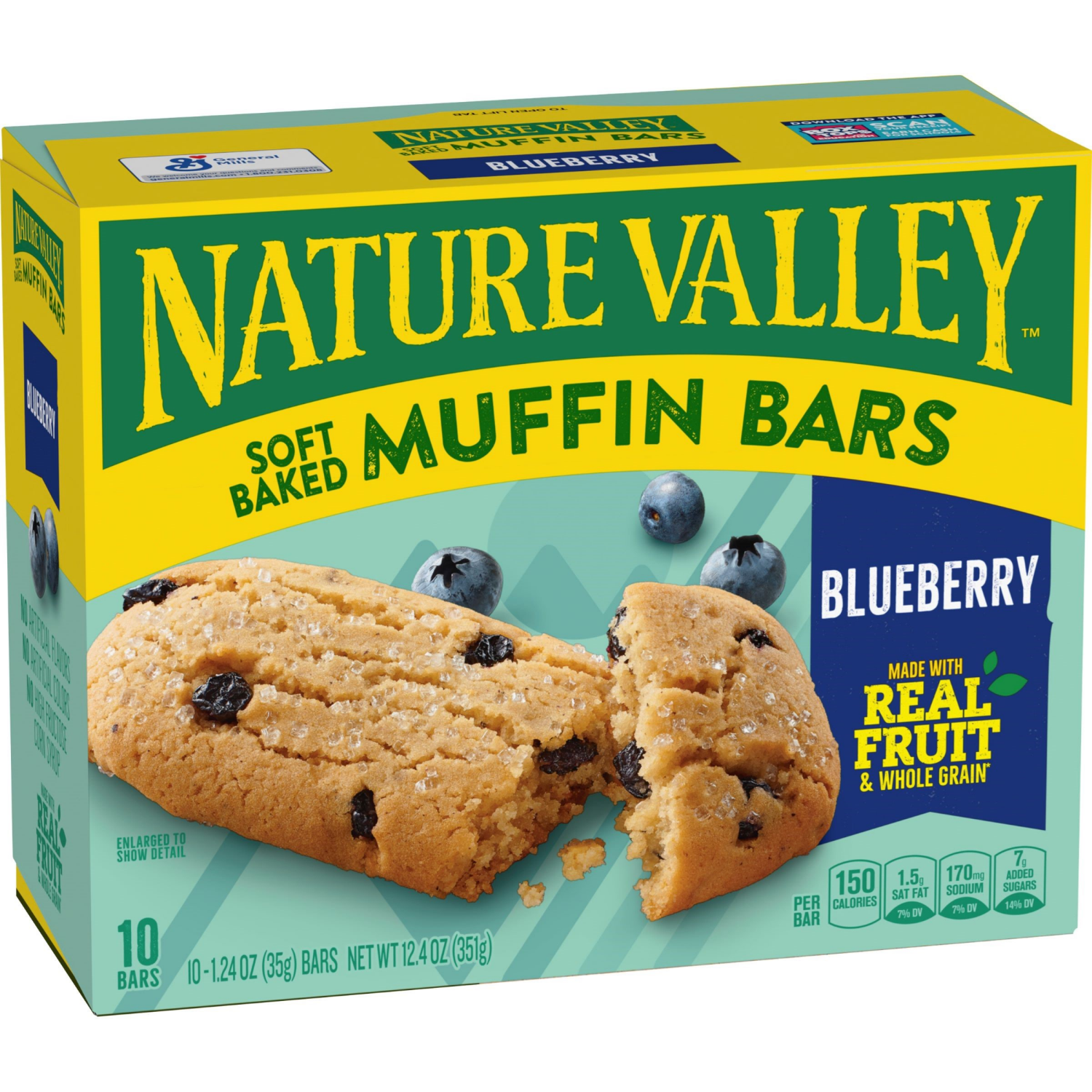 slide 5 of 6, Nature Valley Soft-Baked Muffin Bars, Blueberry, Snack Bars, 10 Bars, 12.4 OZ, 10 ct
