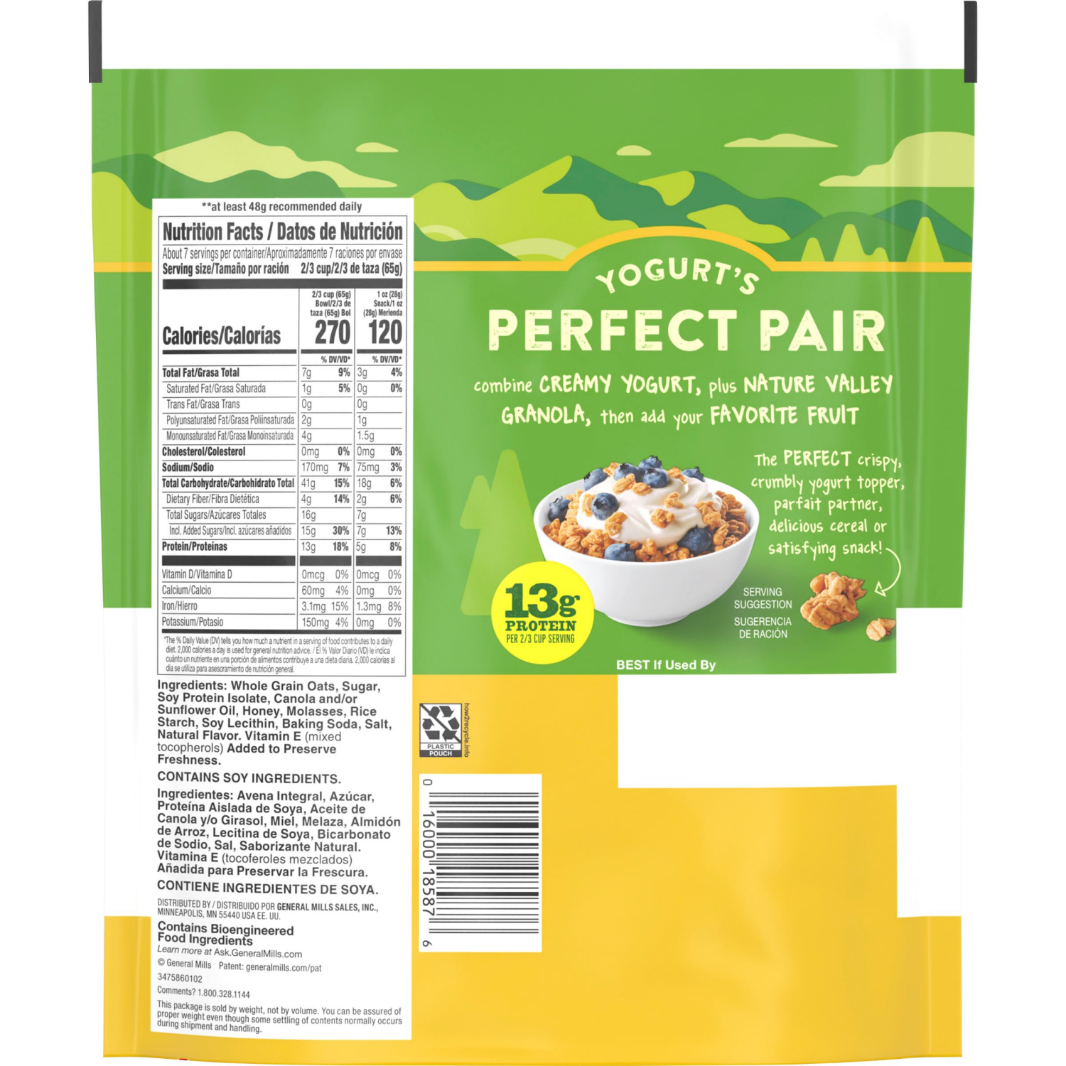 slide 2 of 6, Nature Valley Protein Granola, Oats and Honey Granola, Resealable Snack Pouch, Family Size, 17 oz, 17 oz