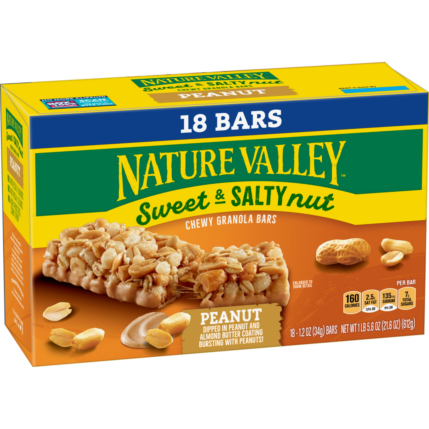 slide 6 of 7, Nature Valley Granola Bars, Sweet and Salty Nut, Peanut, 18 Bars, 21.6 OZ, 18 ct