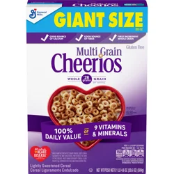 Cheerios Multi Grain Cheerios, Heart Healthy Breakfast Cereal, Gluten Free, Giant Size, 20.6 oz