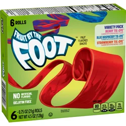 Fruit by the Foot Fruit Flavored Snacks, Variety Pack, 4.5 oz, 6 ct