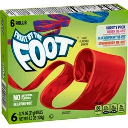 Fruit by the Foot Fruit Flavored Snacks, Variety Pack, 4.5 oz, 6 ct