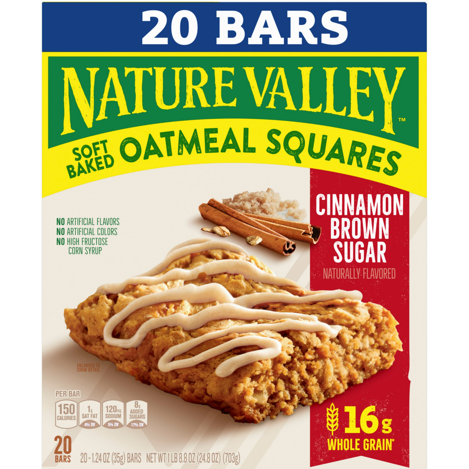 slide 2 of 6, Nature Valley Soft-Baked Oatmeal Squares, Cinnamon Brown Sugar, 20 Count, 24.8 OZ, 24.8 oz