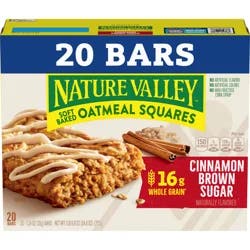 Nature Valley Soft-Baked Oatmeal Squares, Cinnamon Brown Sugar, 20 Count, 24.8 OZ
