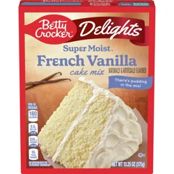 Betty Crocker Delights Super Moist French Vanilla Cake Mix, Holiday Baking, 13.25 oz