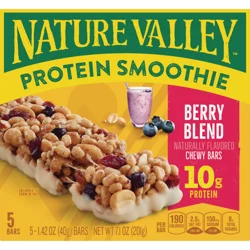 Nature Valley Protein Smoothie Chewy Snack Bars, Berry Blend Protein Bars, 5 Bars, 7.1 oz