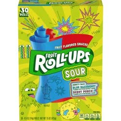 Fruit Roll-Ups Sour Blue Razzberry & Berry Punch 30 Rolls - 15 oz
