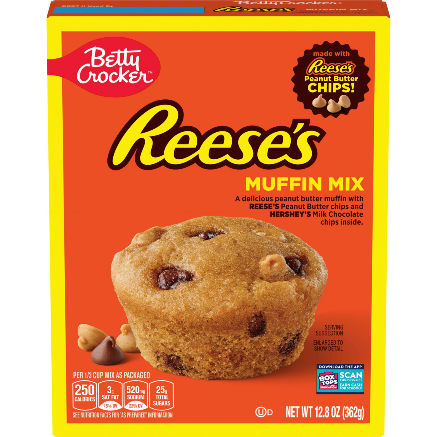 slide 1 of 4, Reese's Betty Crocker REESE'S Peanut Butter Muffin Mix, Baking Mix Made with REESE'S Peanut Butter Chips and HERSHEY'S Milk Chocolate Chips, 12.8 oz, 12.8 oz