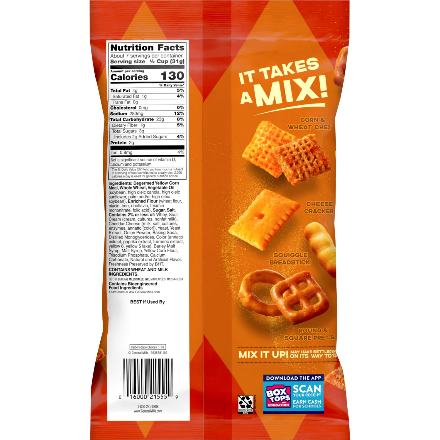 slide 2 of 4, Chex Mix Cheddar Snack Mix, Savory Snack Bag, 8 oz, 8 oz