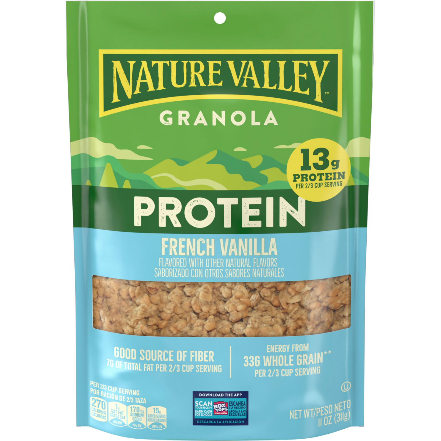 slide 1 of 8, Nature Valley Protein Granola, French Vanilla Granola, Resealable Snack Pouch, 11 oz, 11 oz