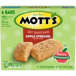 Mott's Soft Baked Bars, Apple Streusel, Made With Applesauce, 6 Count, 5.76 oz