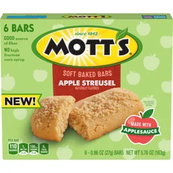 Mott's Soft Baked Bars, Apple Streusel, Made With Applesauce, 6 Count, 5.76 oz