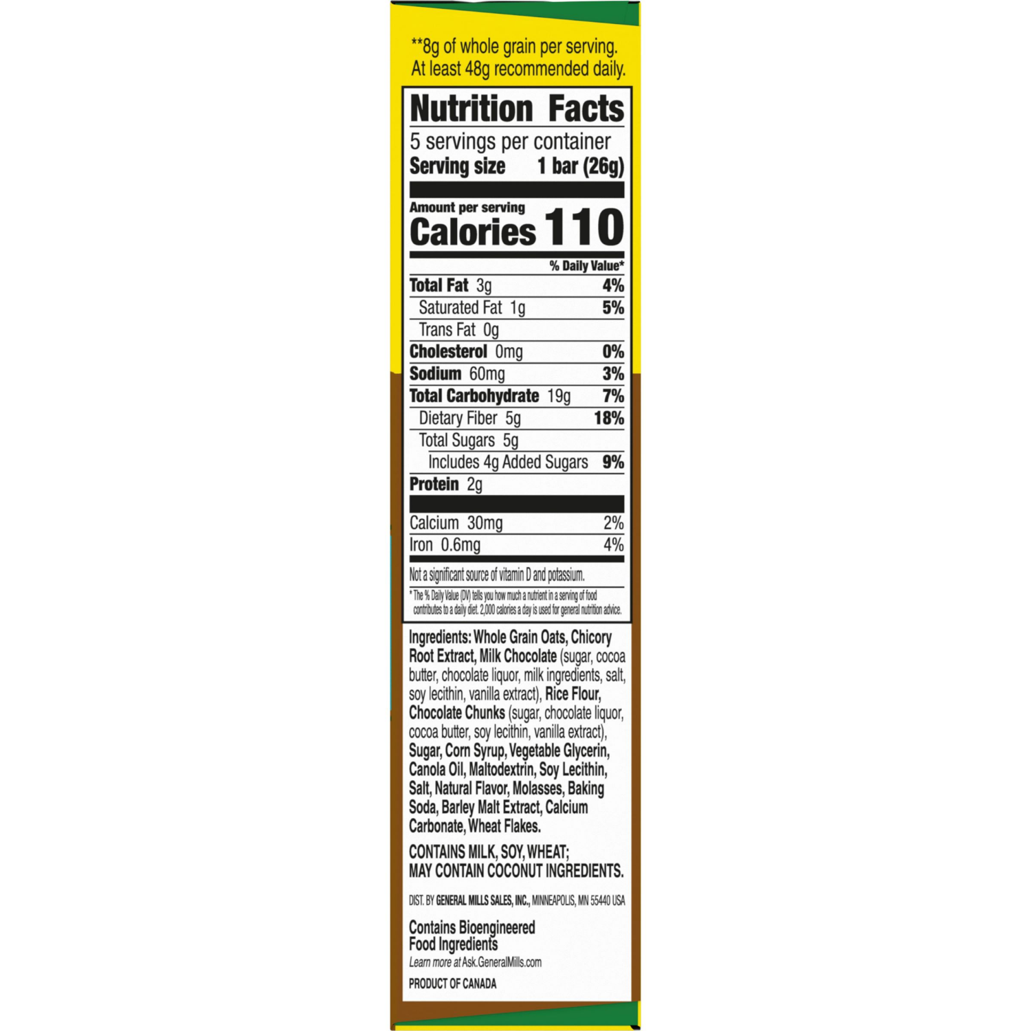 slide 4 of 4, Nature Valley Peanut-Free Chewy Granola Bars, Double Chocolate, Made in a Peanut Free Facility, 5 Bars, 4.6 oz, 5 ct
