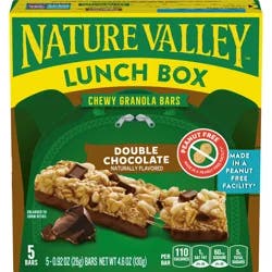 Nature Valley Peanut-Free Chewy Granola Bars, Double Chocolate, Made in a Peanut Free Facility, 5 Bars, 4.6 oz