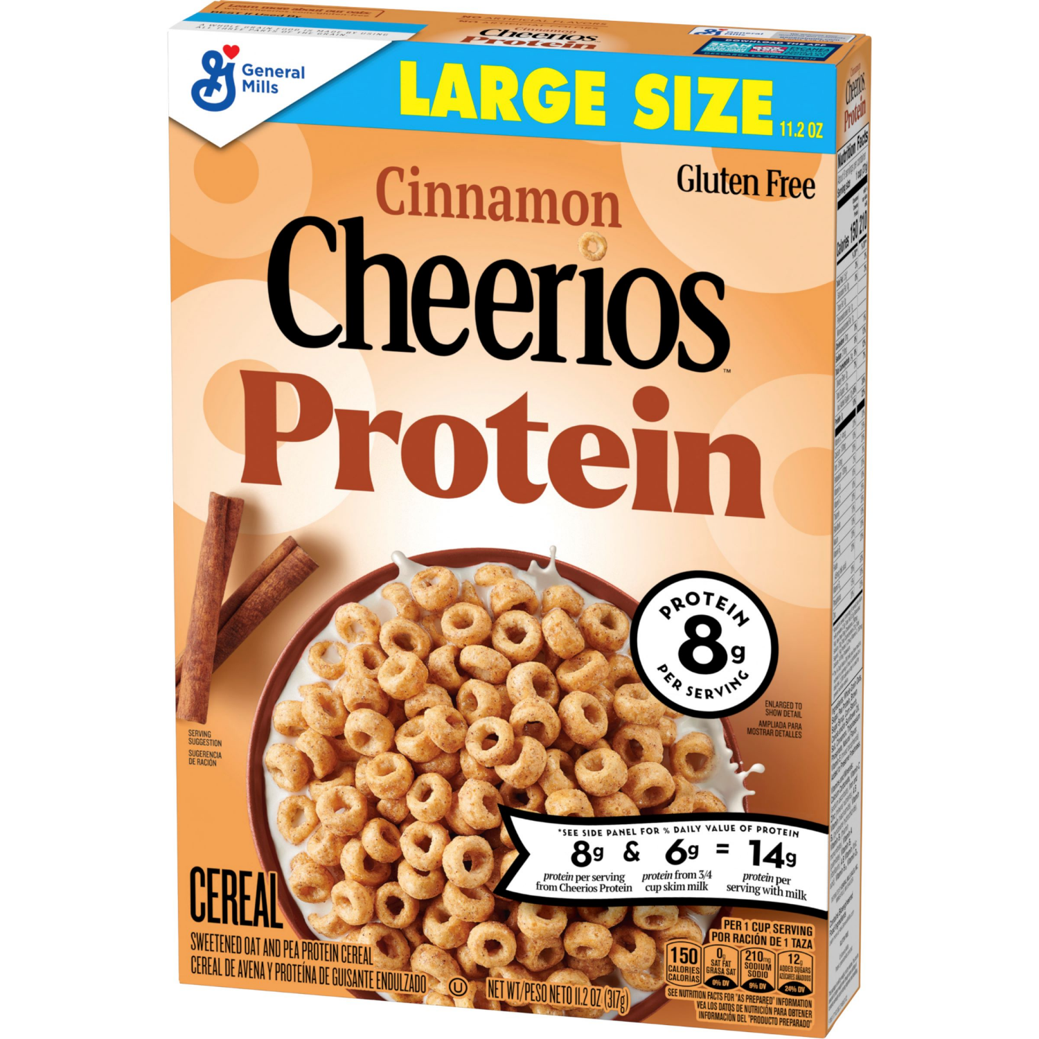 slide 6 of 7, Cheerios Protein Cereal, Cinnamon, 8g Protein, Large Size, 11.2 oz, 11.2 oz