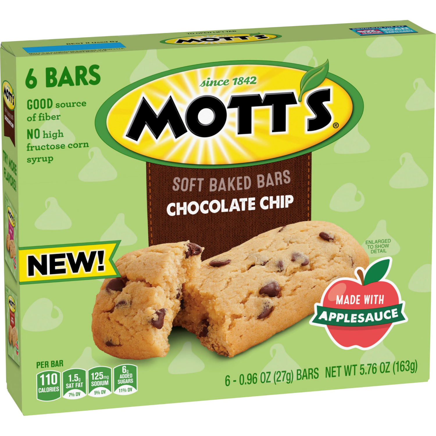 slide 5 of 6, Mott's Soft Baked Bars, Chocolate Chip, 6-0.96 Oz Bars, 5.76 oz