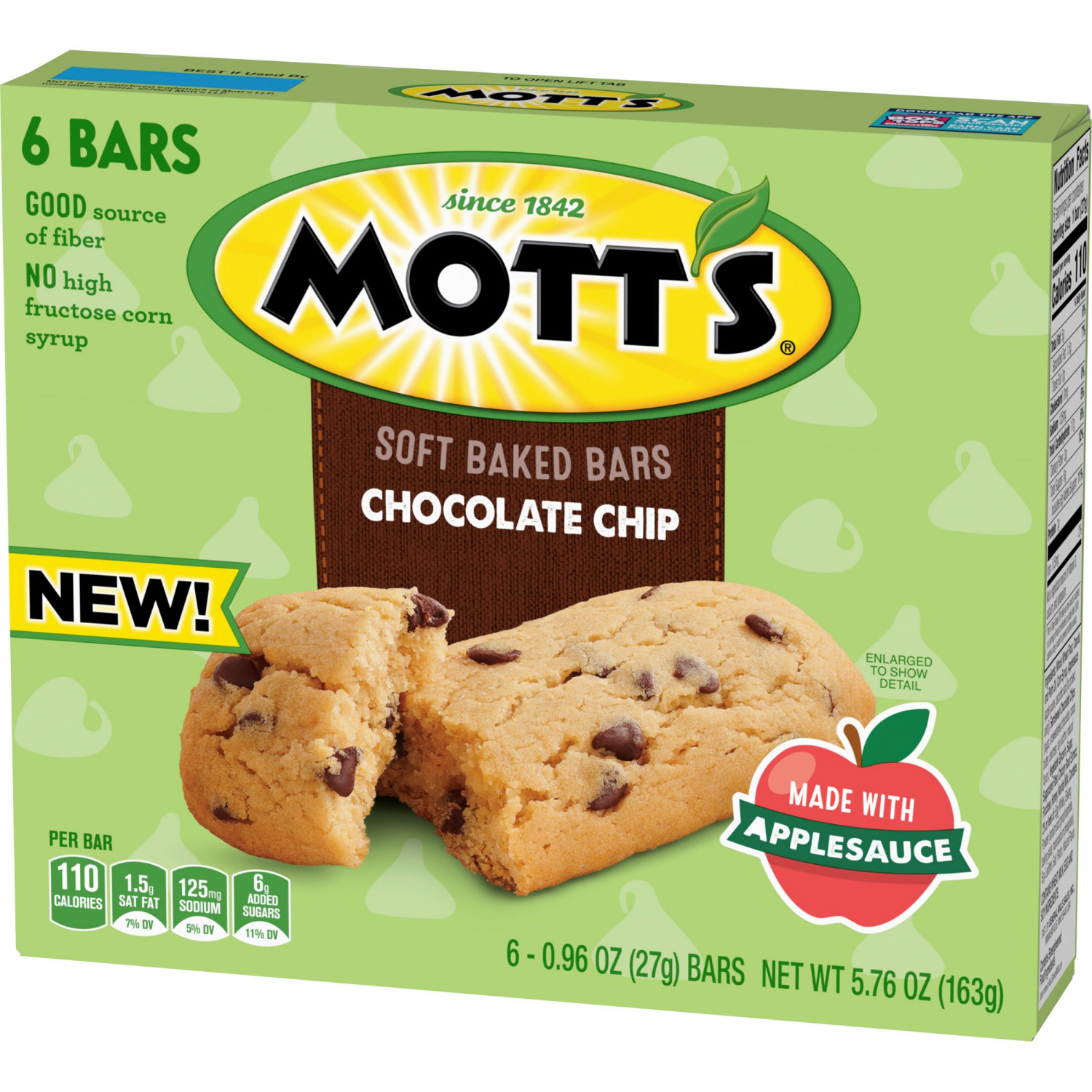 slide 6 of 6, Mott's Soft Baked Bars, Chocolate Chip, 6-0.96 Oz Bars, 5.76 oz