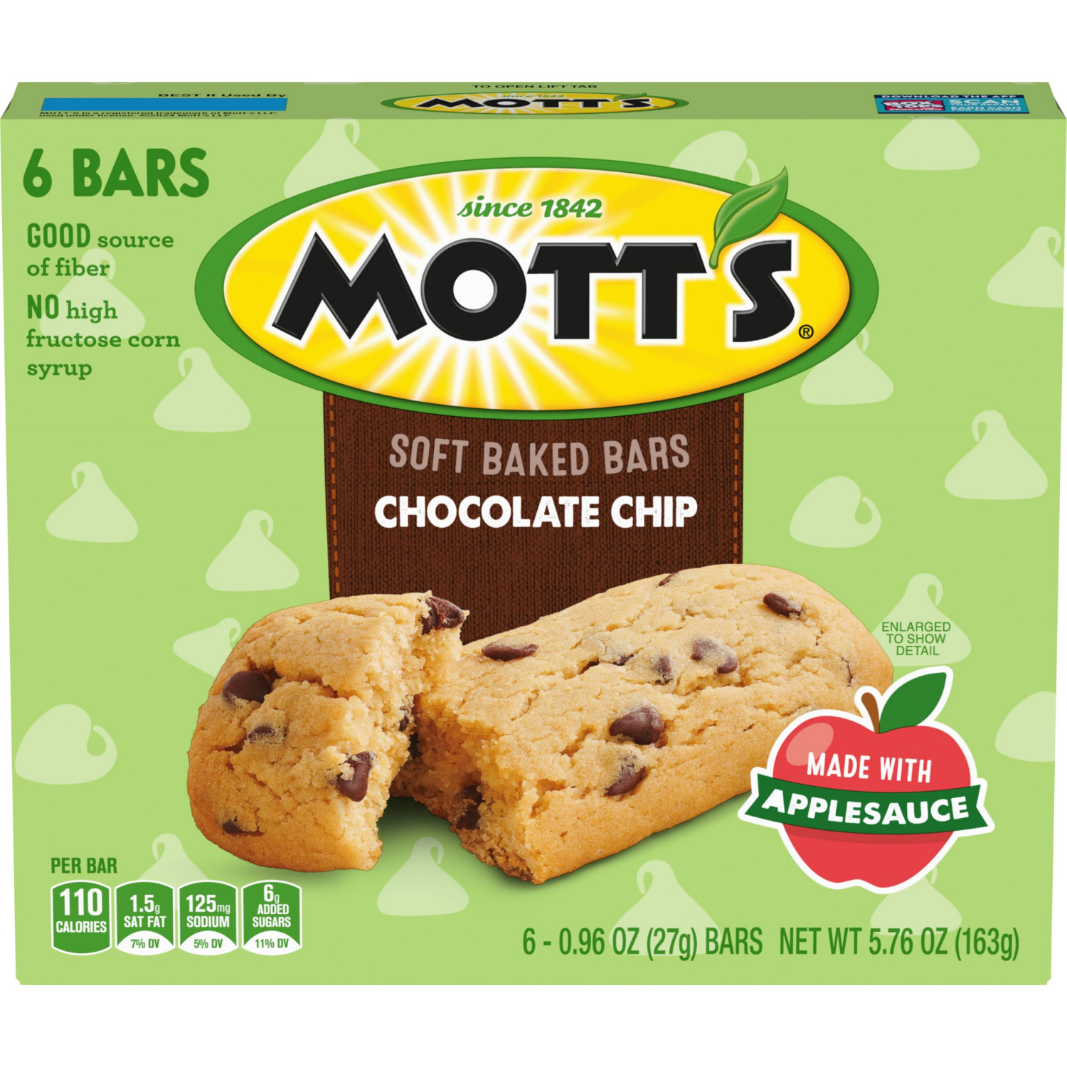 slide 1 of 6, Mott's Soft Baked Bars, Chocolate Chip, 6-0.96 Oz Bars, 5.76 oz