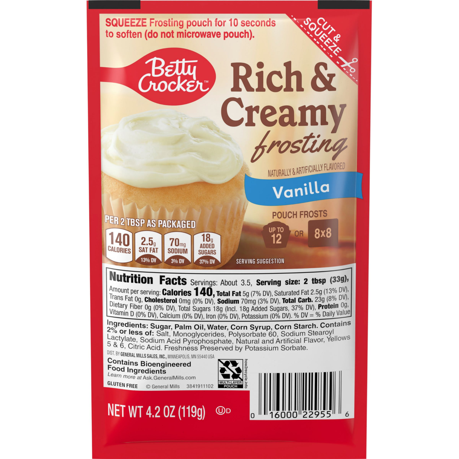 slide 2 of 2, Betty Crocker Rich & Creamy Vanilla Frosting Pouch, 4.2 OZ, 4.2 oz