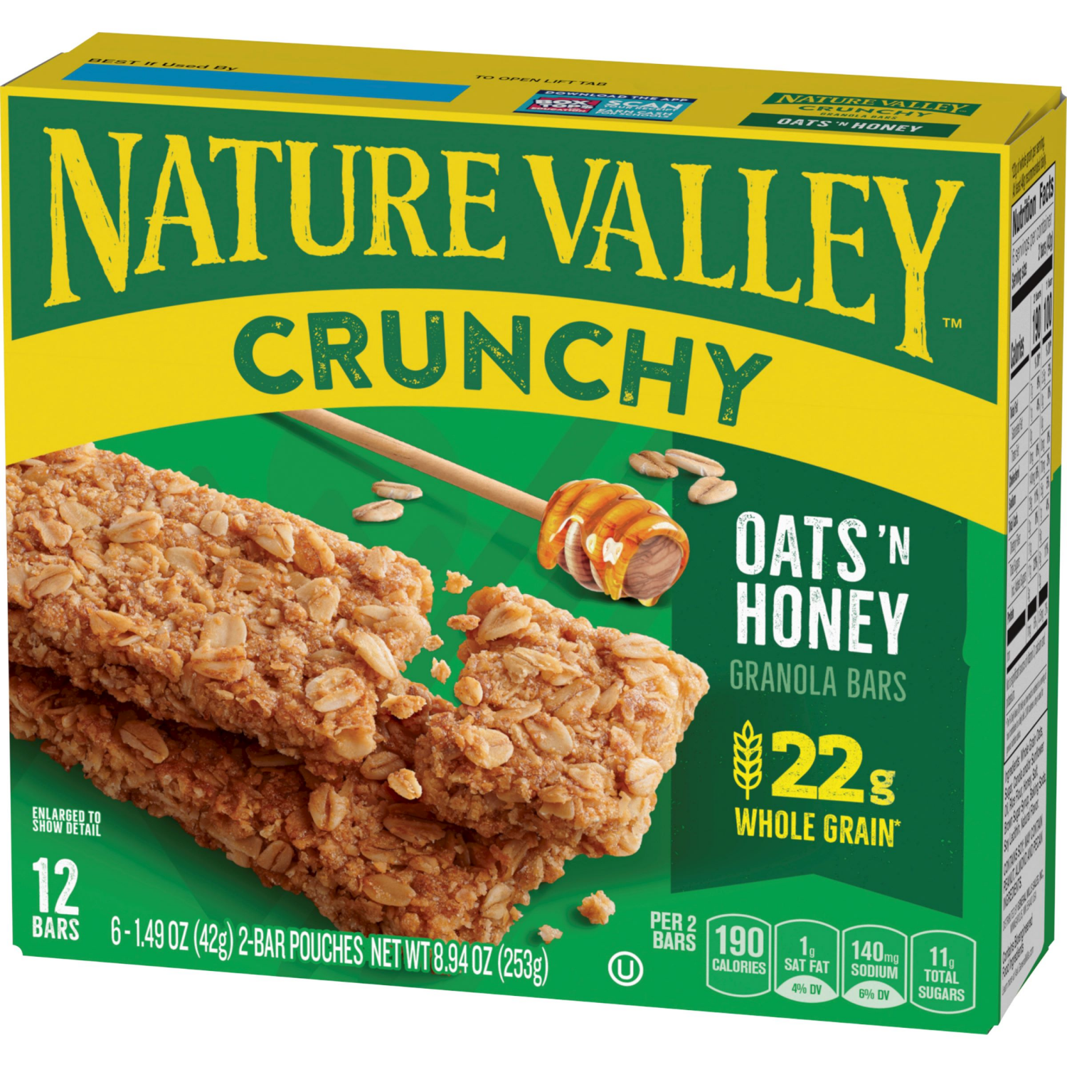 slide 6 of 6, Nature Valley Crunchy Granola Bars, Oats 'n Honey, 12 Ct, 8.94 oz (6 Pouches), 6 ct