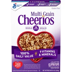 Cheerios Multi Grain Cheerios, Heart Healthy Breakfast Cereal, Gluten Free, 9 oz