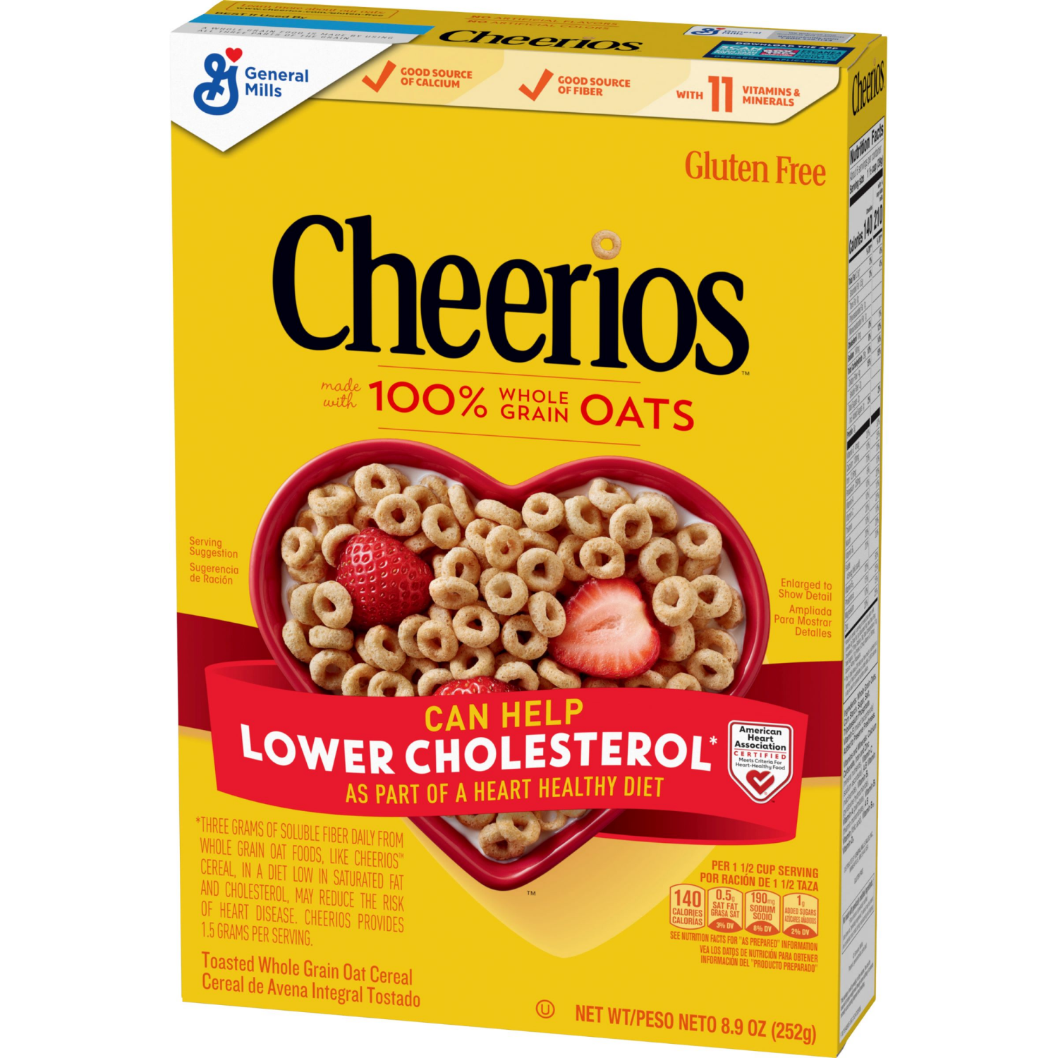 slide 7 of 8, Cheerios Cereal, Limited Edition Happy Heart Shapes, Heart Healthy Cereal with Whole Grain Oats, 8.9 oz, 8.9 oz