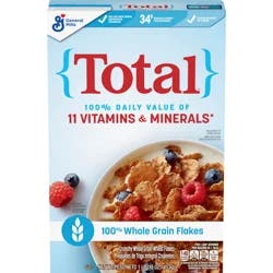 Total Breakfast Cereal, 100% Daily Value of 11 Vitamins & Minerals, Whole Grain Cereal, 16 oz