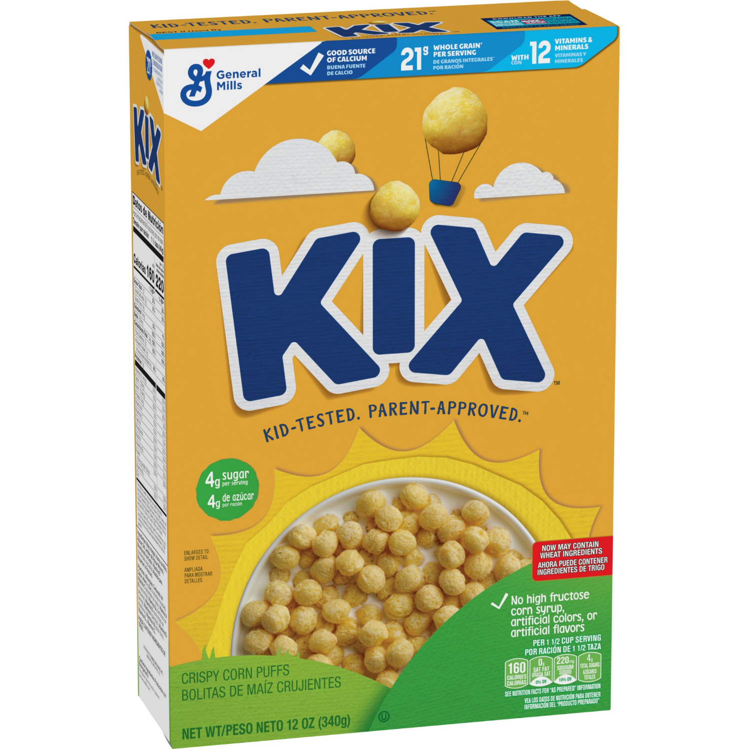 slide 5 of 6, Kix Whole Grain Breakfast Cereal, Crispy Corn Cereal Puffs, 12 oz, 12 oz