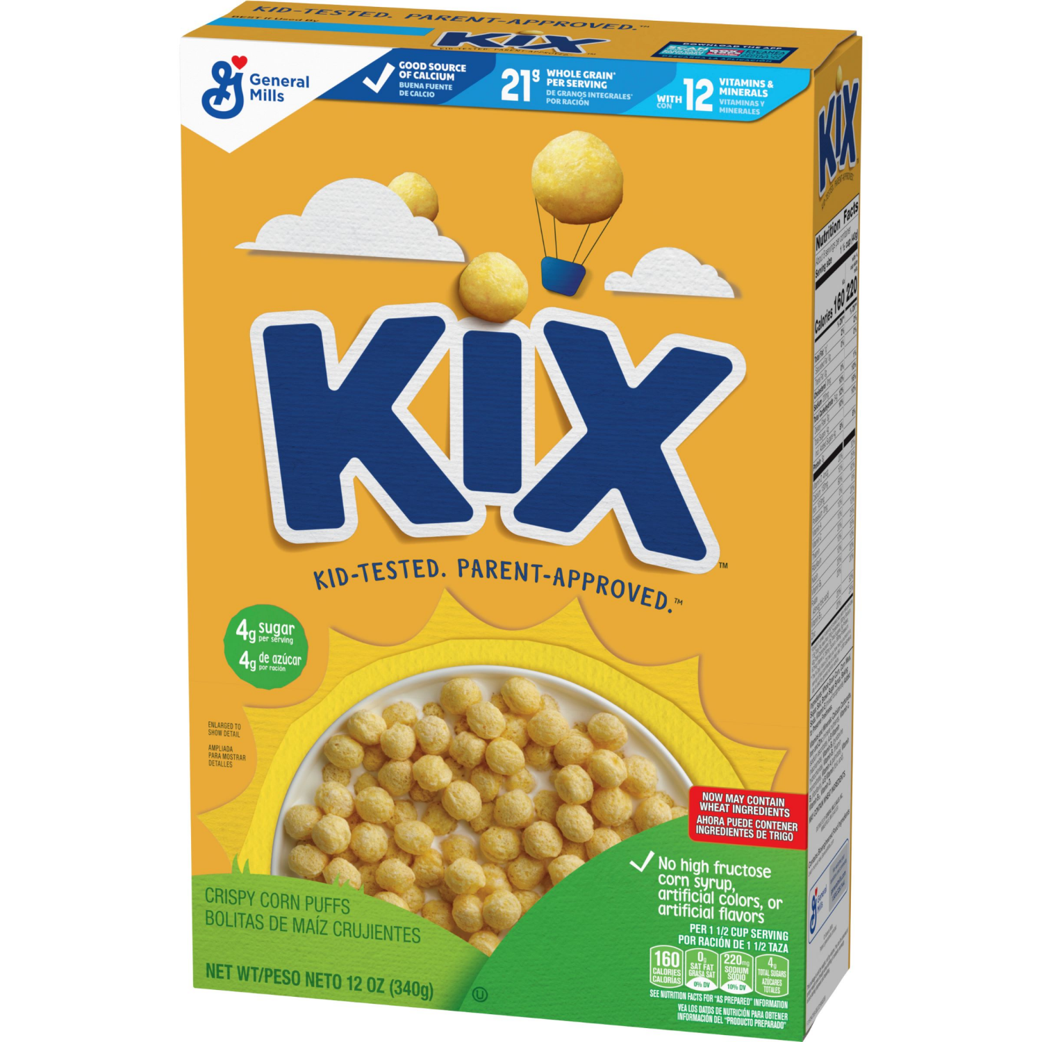 slide 6 of 6, Kix Whole Grain Breakfast Cereal, Crispy Corn Cereal Puffs, 12 oz, 12 oz