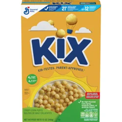 Kix Whole Grain Breakfast Cereal, Crispy Corn Cereal Puffs, 12 oz