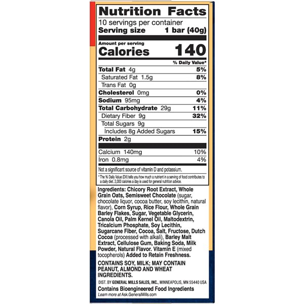 slide 5 of 5, Fiber One Chewy Bars, Oats & Chocolate, Fiber Snacks, 14.1 oz, 10 ct, 10 ct