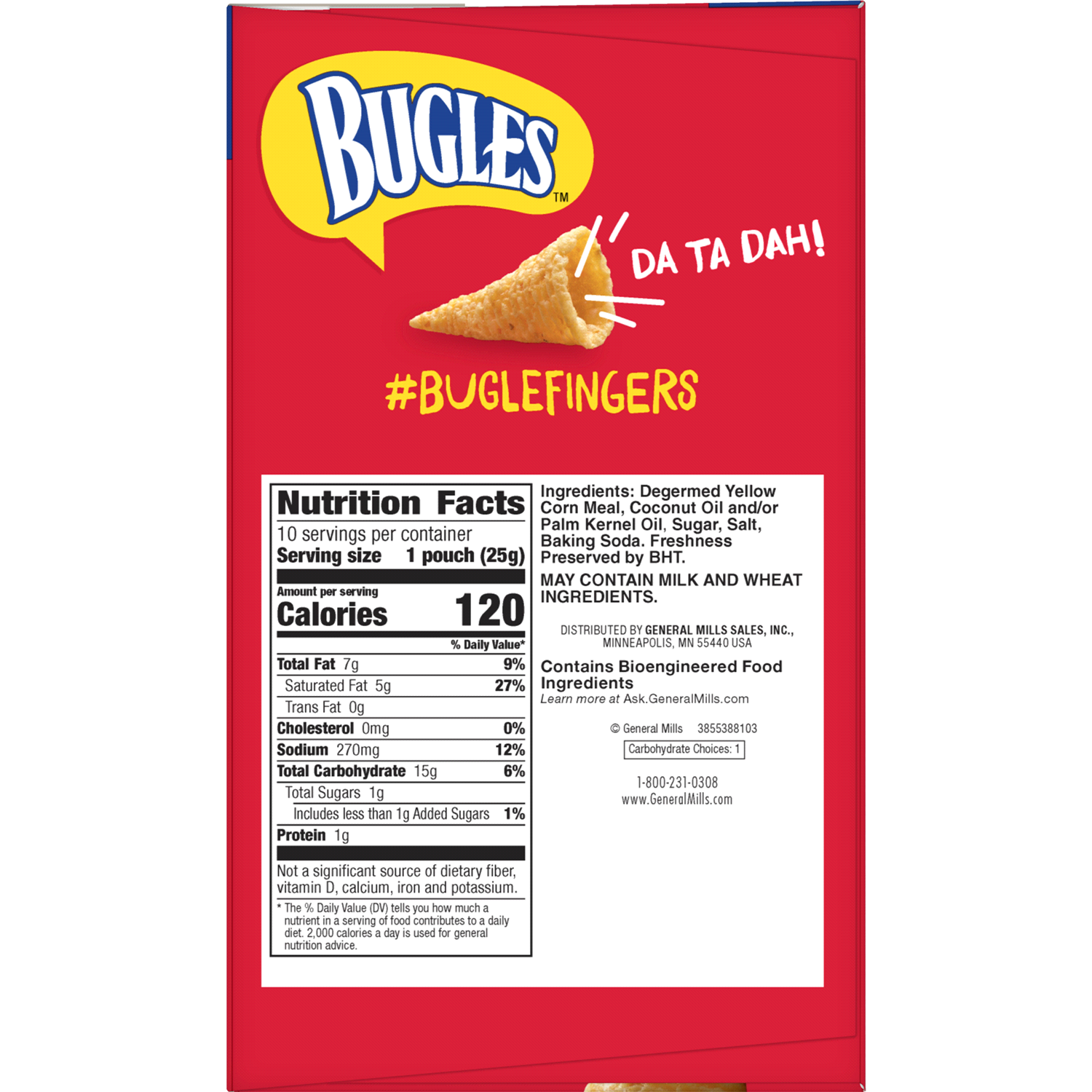 slide 2 of 2, Bugles Crispy Corn Snacks, Original Flavor, Snack Bag, 8.75 oz, 10 ct