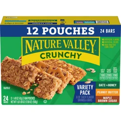 Nature Valley Crunchy Granola Bars, Variety Pack, 24 Bars, 17.88 OZ (12 Pouches)
