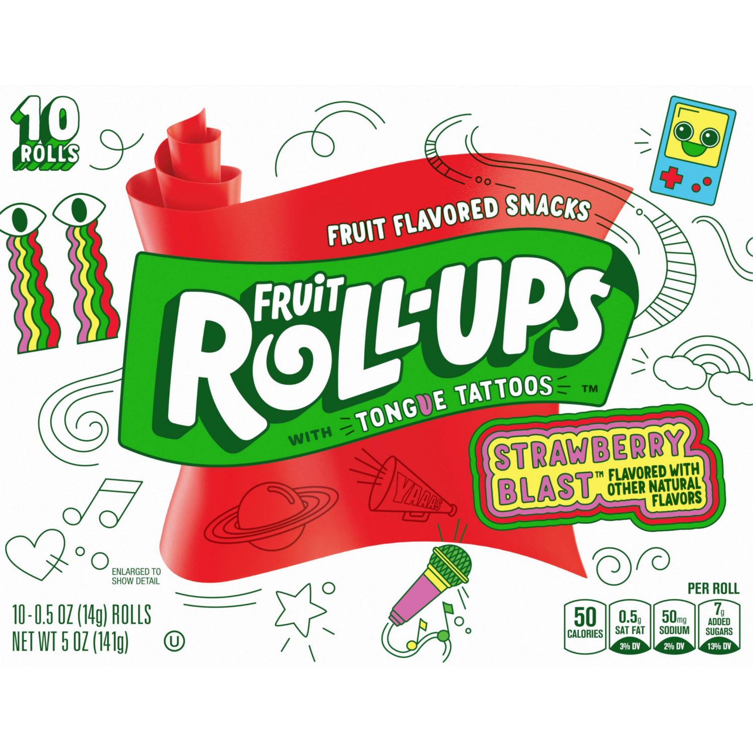 slide 2 of 6, Fruit Roll-Ups Fruit Flavored Snacks, Strawberry Blast, 0.5 oz, 10 ct, 10 ct