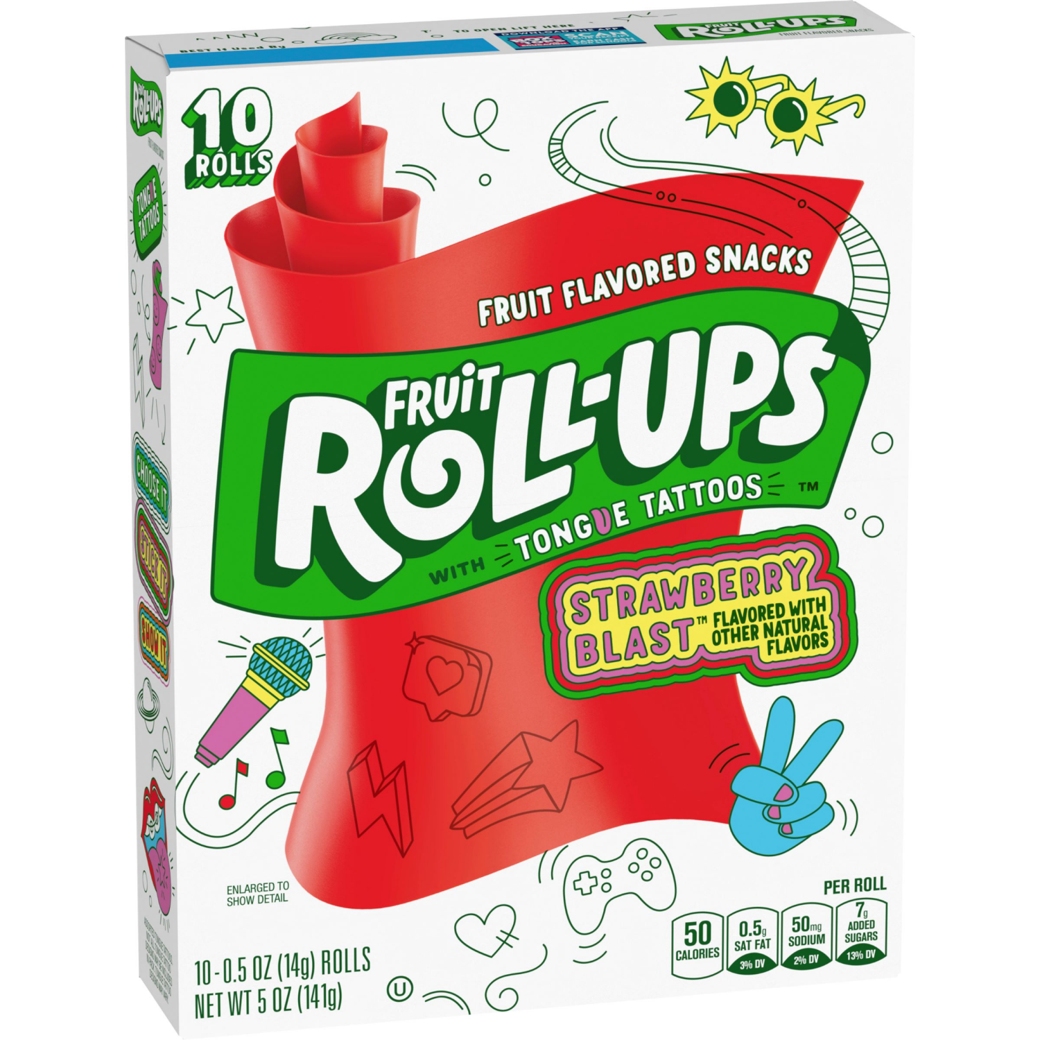 slide 5 of 6, Fruit Roll-Ups Fruit Flavored Snacks, Strawberry Blast, 0.5 oz, 10 ct, 10 ct