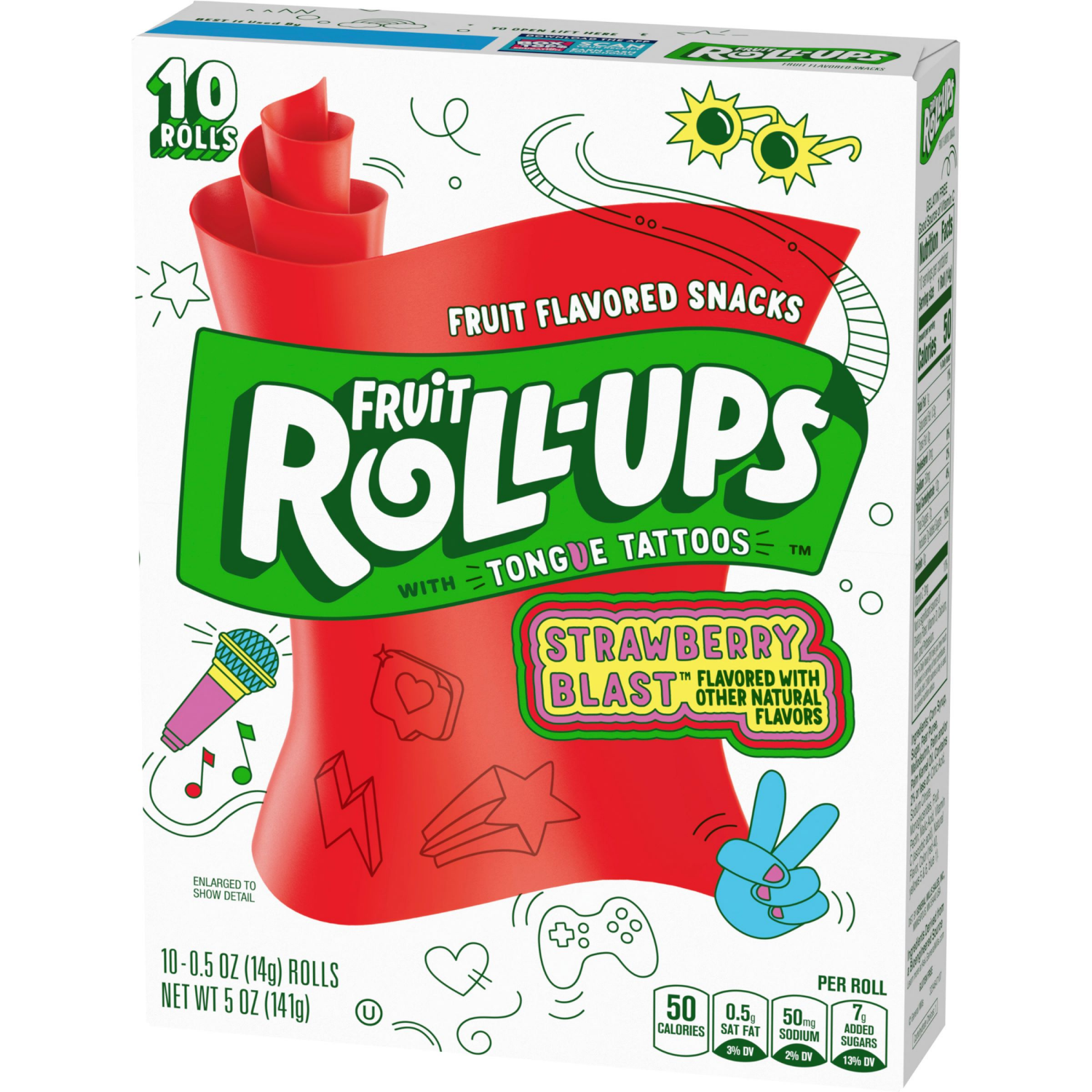 slide 6 of 6, Fruit Roll-Ups Fruit Flavored Snacks, Strawberry Blast, 0.5 oz, 10 ct, 10 ct