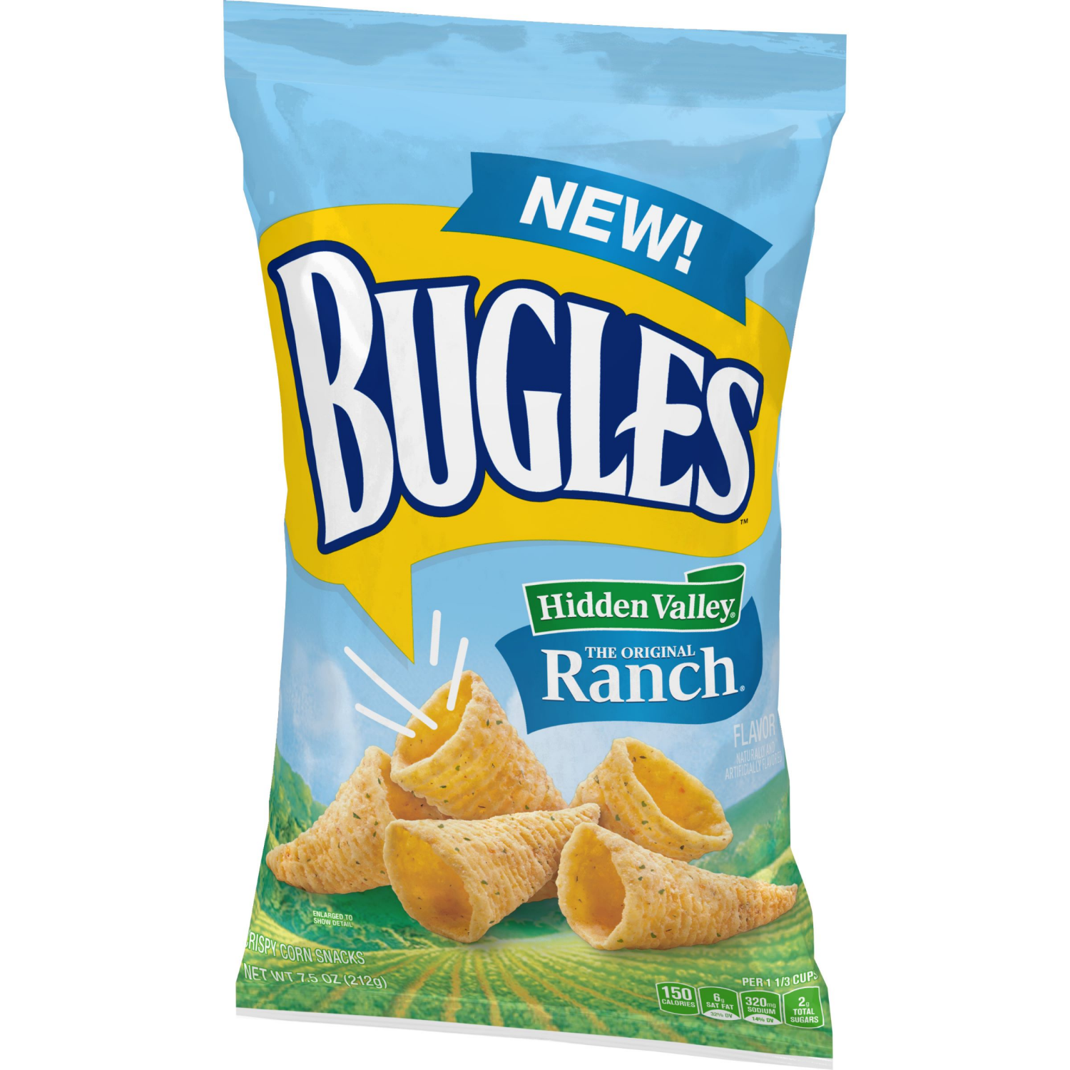 slide 1 of 3, Bugles Crispy Corn Snacks, Hidden Valley Ranch Flavor, Snack Bag, 7.5 oz, 7.5 oz