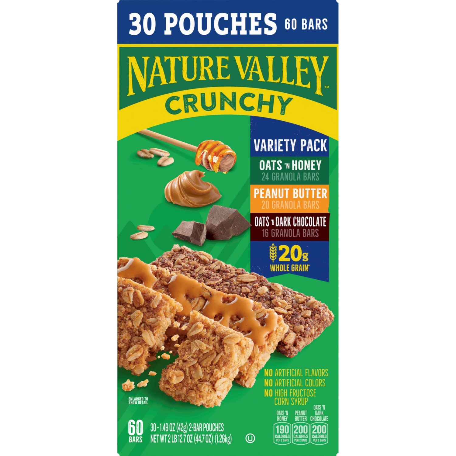 slide 2 of 3, Nature Valley Crunchy Granola Bars Variety Pack, 30 Bars, 30/1.49 oz