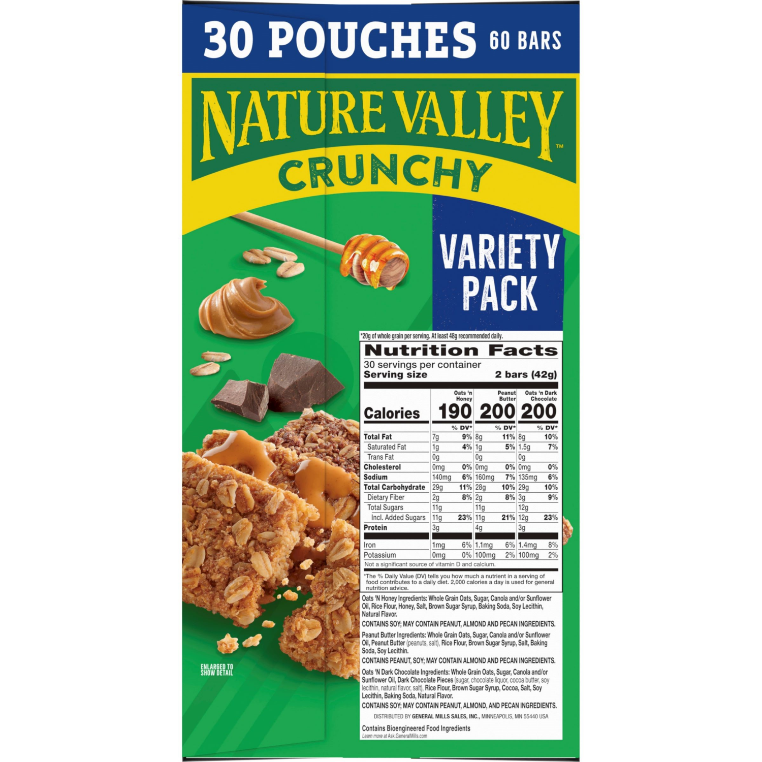 slide 3 of 3, Nature Valley Crunchy Granola Bars Variety Pack, 30 Bars, 30/1.49 oz