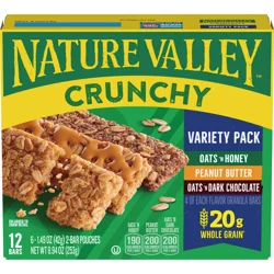 Nature Valley Crunchy Granola Bars, Variety Pack, 12 Ct, 8.94 oz (6 Pouches)