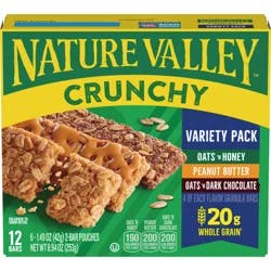 Nature Valley Crunchy Granola Bars, Variety Pack, 12 Ct, 8.94 oz (6 Pouches)