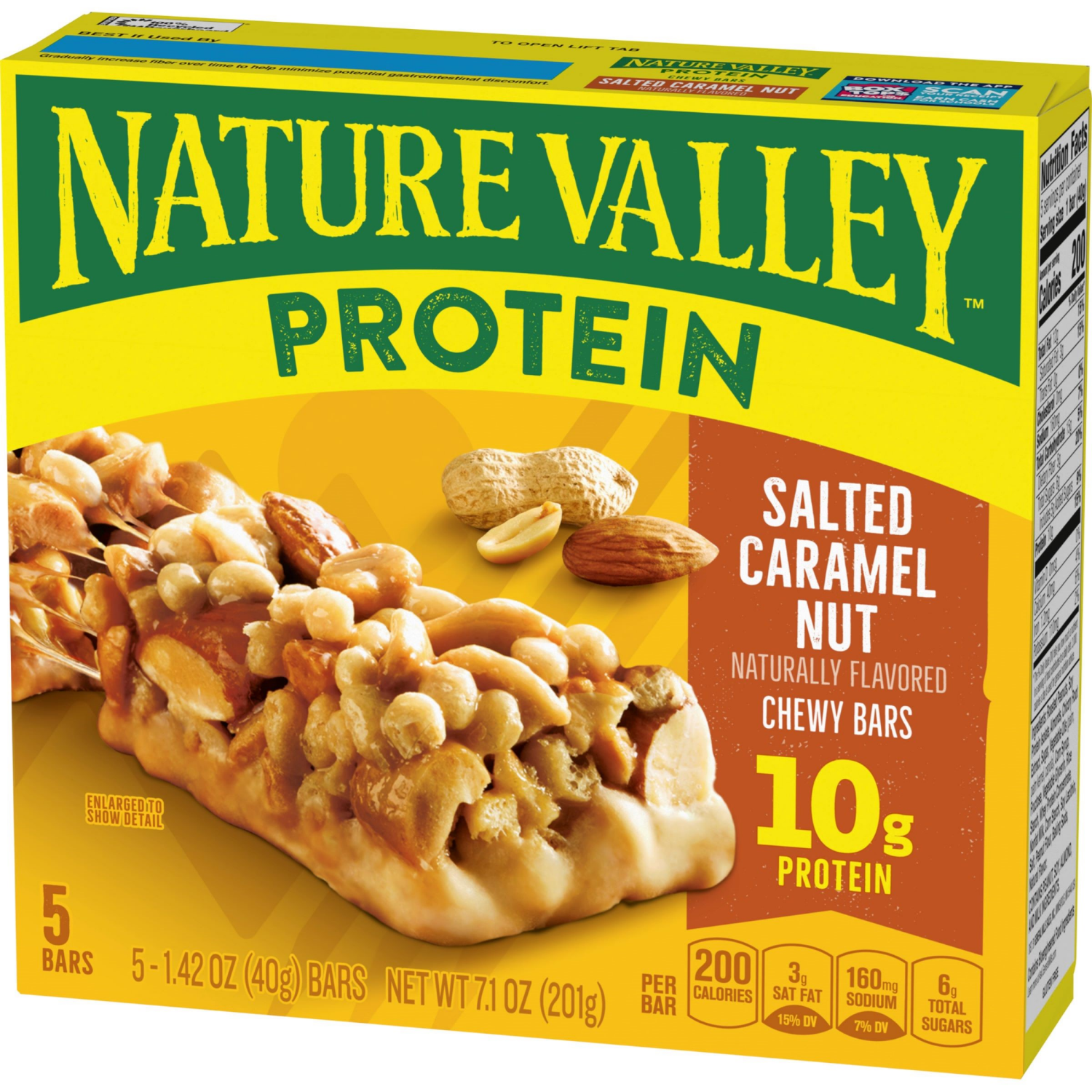 slide 6 of 6, Nature Valley Chewy Protein Granola Bars, Salted Caramel Nut, 5 Bars, 7.1 OZ, 5 ct