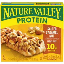 Nature Valley Chewy Protein Granola Bars, Salted Caramel Nut, 5 Bars, 7.1 OZ