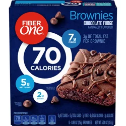Fiber One 70 Calorie Brownies, Chocolate Fudge Snack Bars, 6 Ct, 5.34 oz