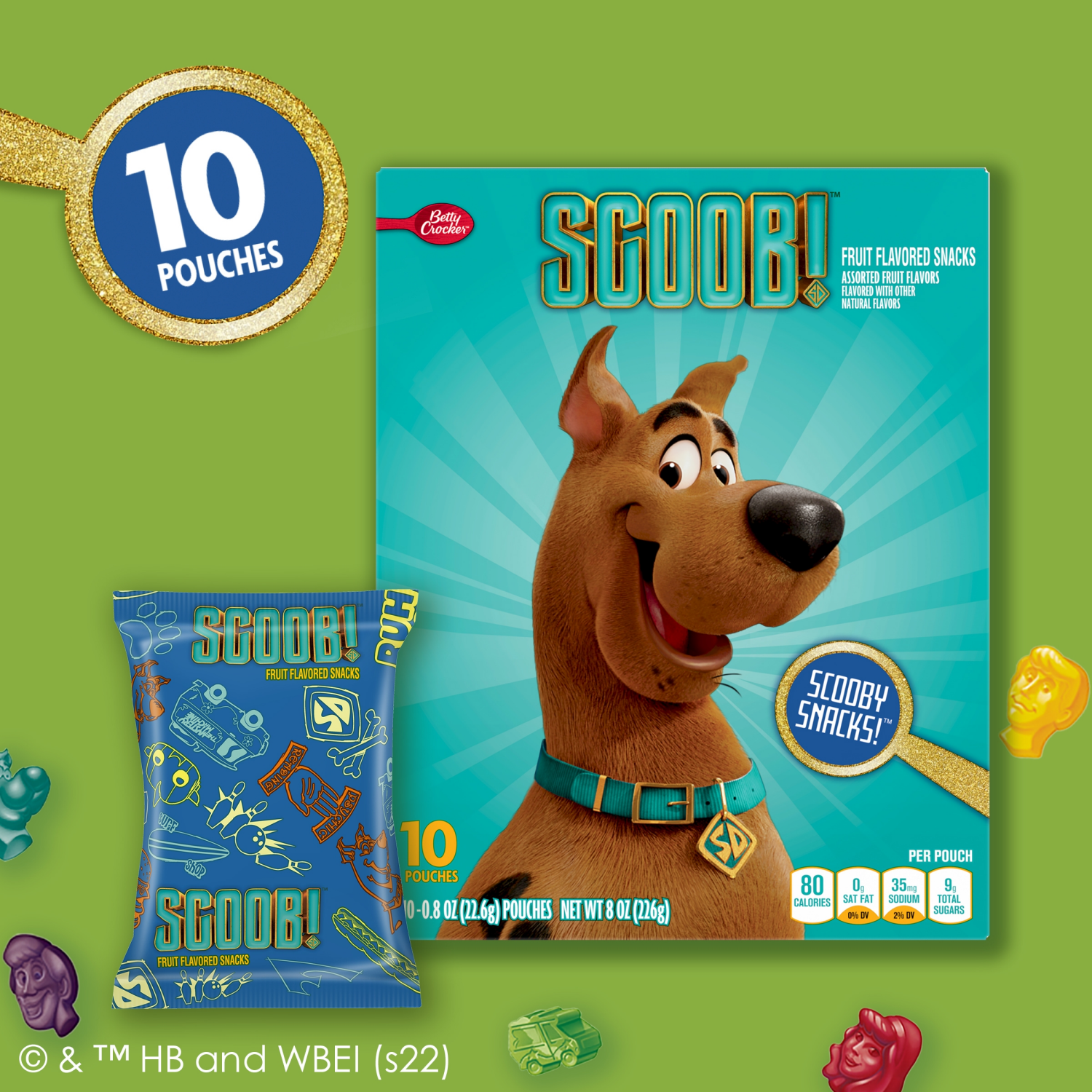 slide 2 of 8, Betty Crocker Scooby Doo Fruit Flavored Snacks, Treat Pouches, Gluten Free Snack, 10 Ct, 8 oz, 10 ct
