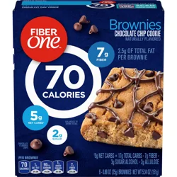 Fiber One 70 Calorie Brownies, Chocolate Chip Cookie, Snack Bars, 6 Bars, 5.34 oz