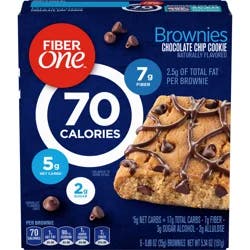 Fiber One 70 Calorie Brownies, Chocolate Chip Cookie, Snack Bars, 6 Bars, 5.34 oz