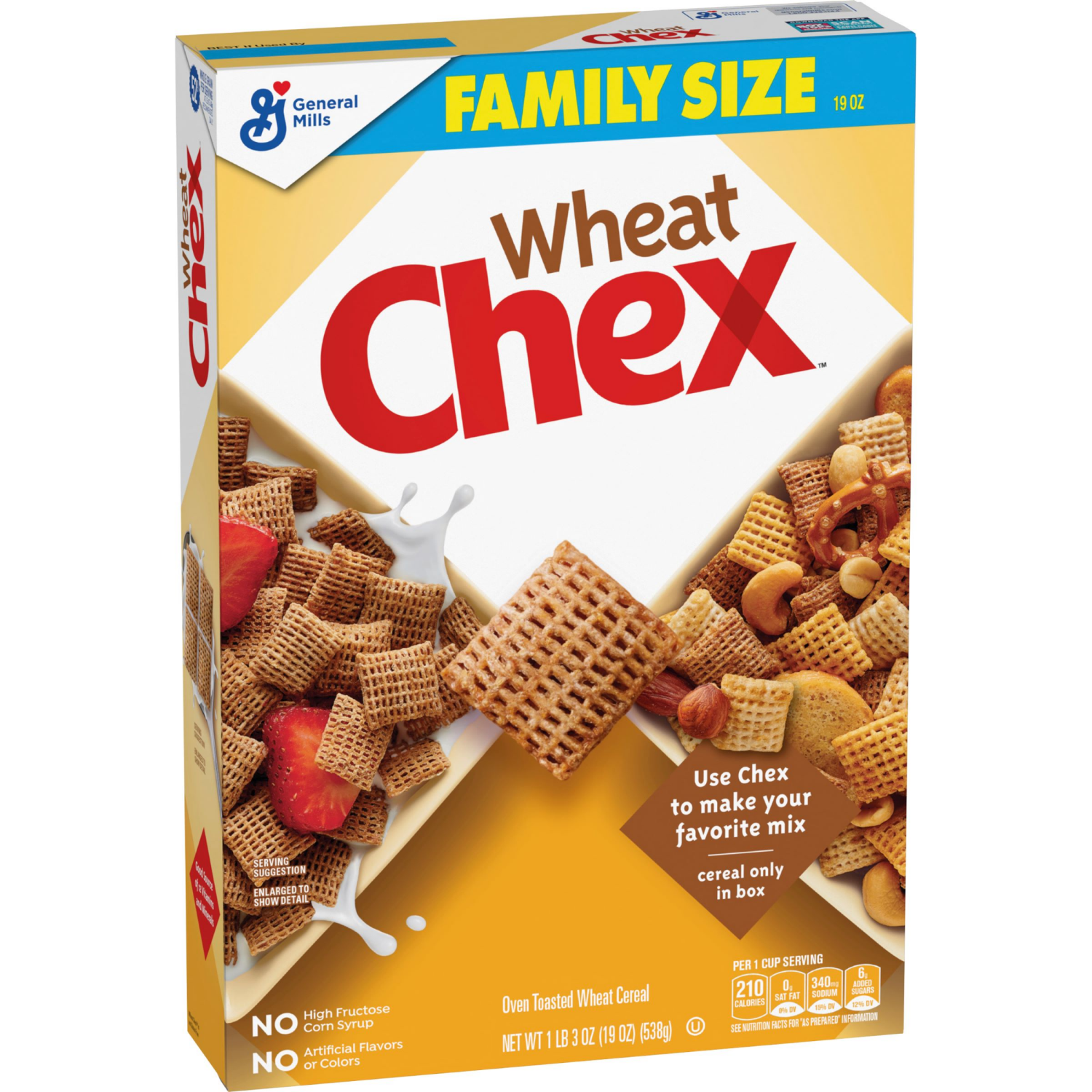 slide 6 of 8, Wheat Chex Breakfast Cereal, Homemade Chex Mix Ingredient, Family Size, 19 oz, 19 oz