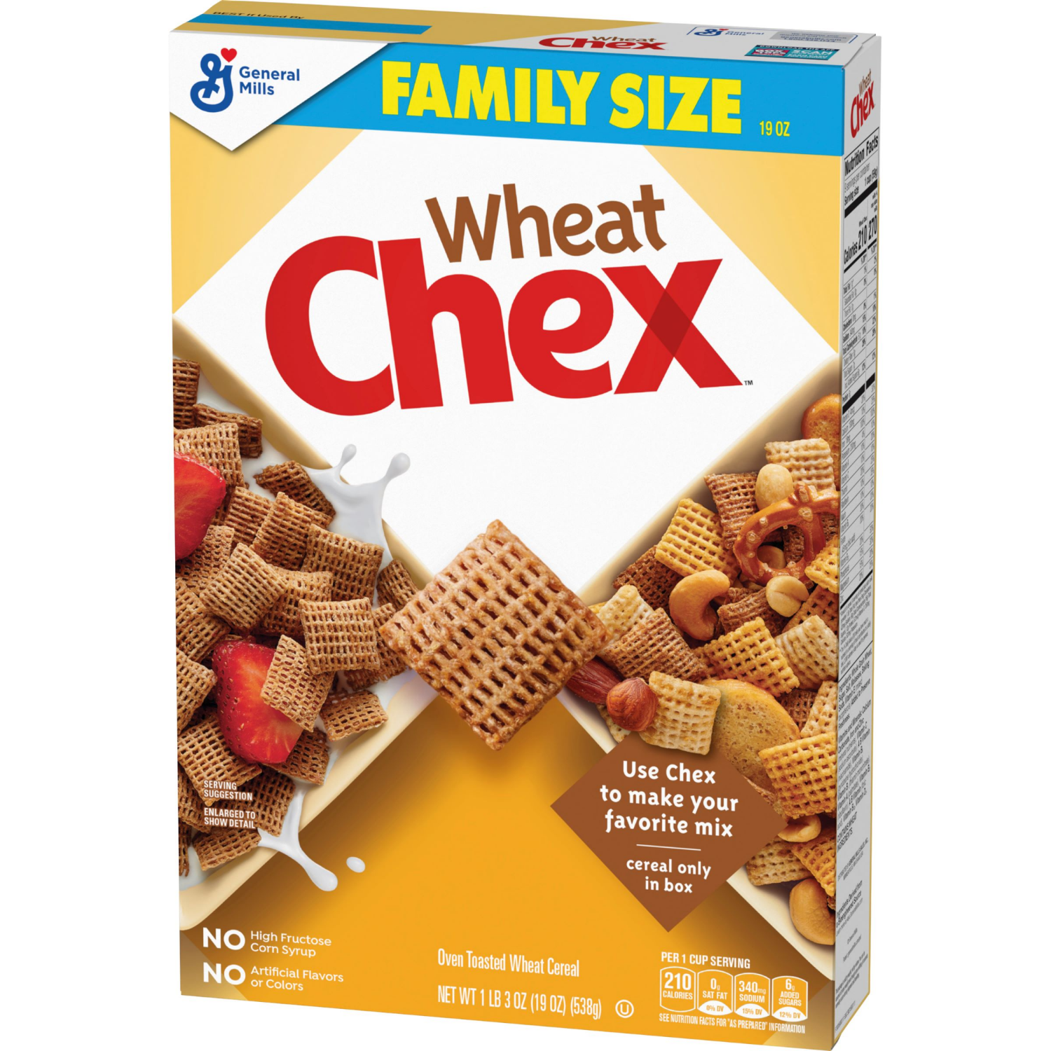 slide 7 of 8, Wheat Chex Breakfast Cereal, Homemade Chex Mix Ingredient, Family Size, 19 oz, 19 oz